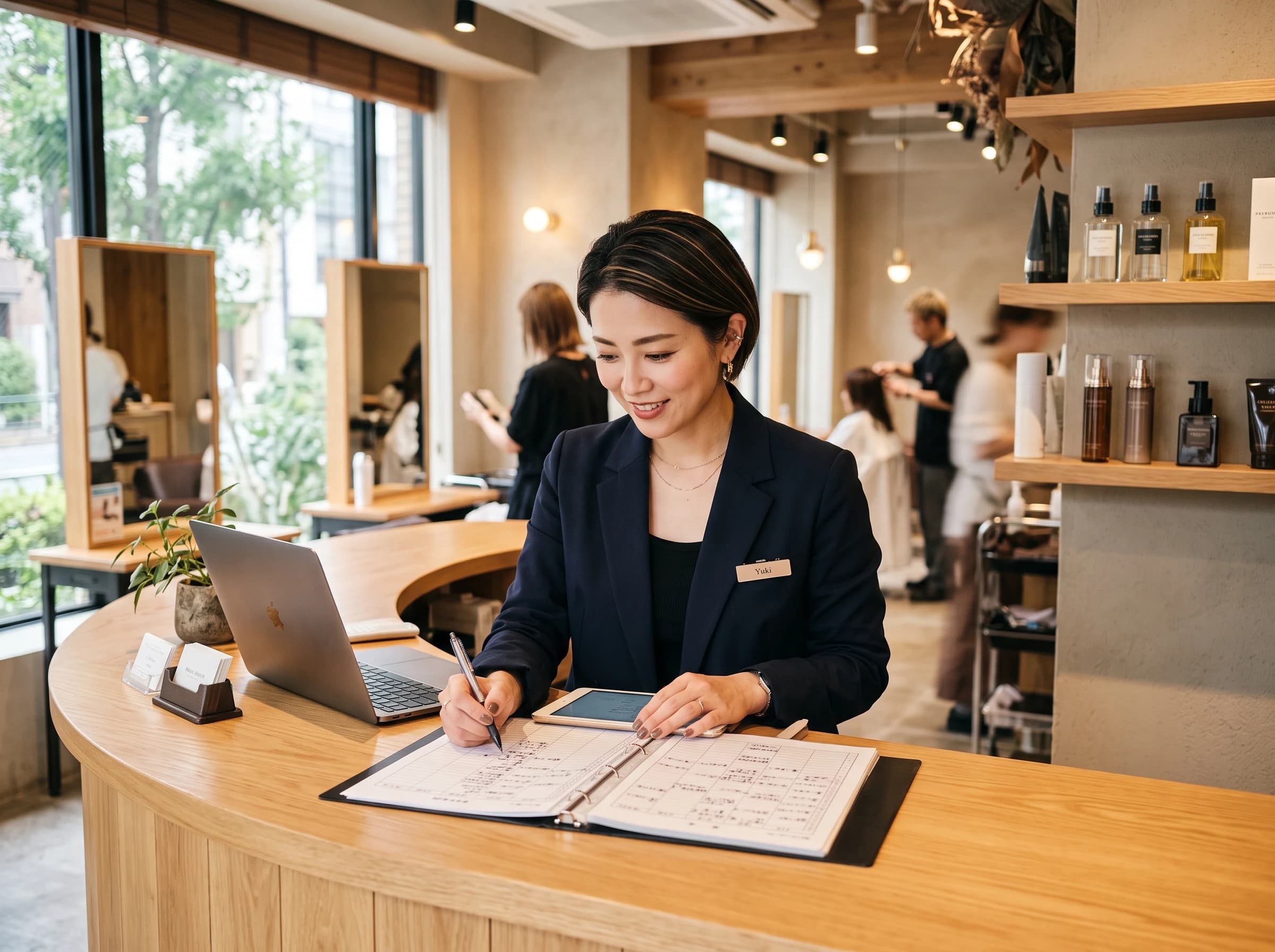美容サロンの現場で店舗運営をする様子
